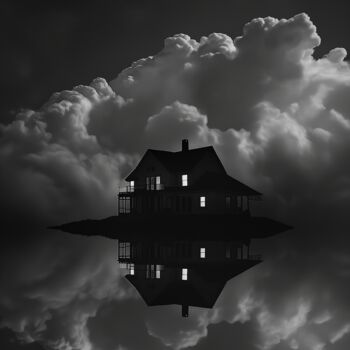 Arte digital titulada "House in the clouds…" por Ramona Gliga, Obra de arte original, Collages digitales