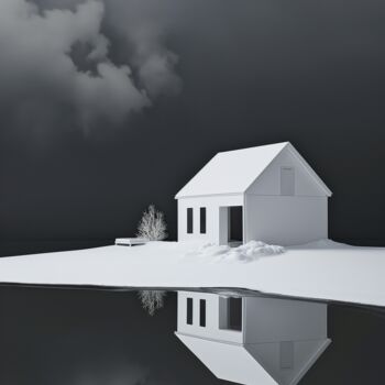 Arte digitale intitolato "House in the clouds…" da Ramona Gliga, Opera d'arte originale, Immagine generata dall'IA