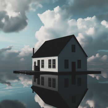 Arts numériques intitulée "House in the clouds…" par Ramona Gliga, Œuvre d'art originale, Peinture numérique