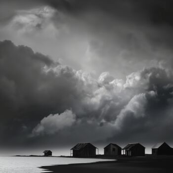 Arte digital titulada "House in the clouds…" por Ramona Gliga, Obra de arte original, Collages digitales