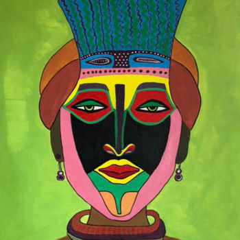 Peinture intitulée "African queen" par Ramonika Adam, Œuvre d'art originale, Acrylique