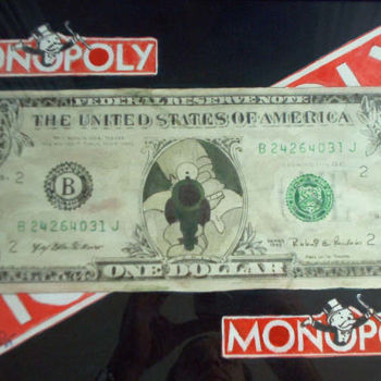 Painting titled "monopoly money" by Ramon Campos, Original Artwork, Oil