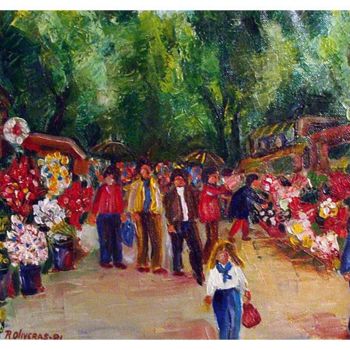 Painting titled "Ramblas" by Ramon Oliveras, Original Artwork