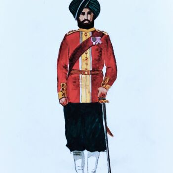 Peinture intitulée "BRITISH INDIAN ARMY…" par Lalit Ramteke, Œuvre d'art originale, Aquarelle
