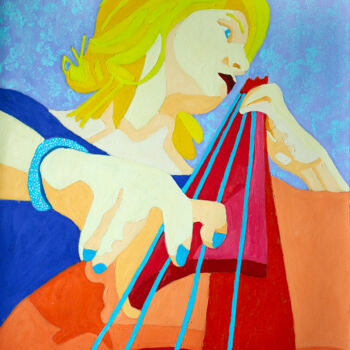 Pittura intitolato "Woman and Bass" da Randall Steinke, Opera d'arte originale, Olio
