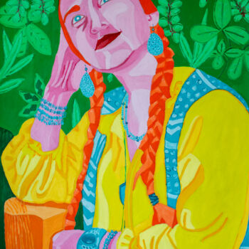 Schilderij getiteld "Hannah No. 4" door Randall Steinke, Origineel Kunstwerk, Olie Gemonteerd op Frame voor houten brancard