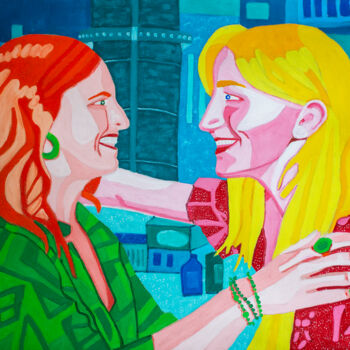 Painting titled "Cameryn and Alex No…" by Randall Steinke, Original Artwork, Oil Mounted on Wood Stretcher frame