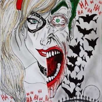 Drawing titled "Harley Quinn/The Jo…" by Randy Lac, Original Artwork