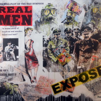 Collages intitulée "REAL MEN / EXPOSED" par Randy A Bennett Art, Œuvre d'art originale, Autre