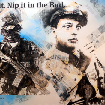 제목이 "NIP IT IN THE BUD"인 콜라주 Randy A Bennett Art로, 원작