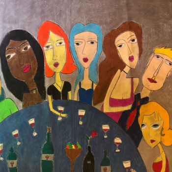 Peinture intitulée "Gathering Round the…" par Rania Akel, Œuvre d'art originale, Pastel