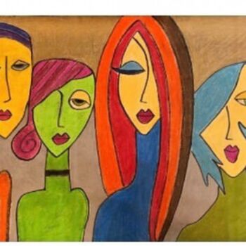 Painting titled "Beauty in Feminism" by Rania Akel, Original Artwork, Pastel