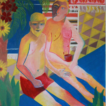 Painting titled "L'été des hommes" by Rania Bouabdallah, Original Artwork, Acrylic