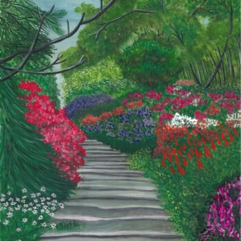 Painting titled "Garden Path" by Ranil Sugathapala, Original Artwork, Acrylic