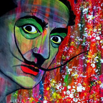 Painting titled "Salvador Dali" by Ranil Sugathapala, Original Artwork, Acrylic