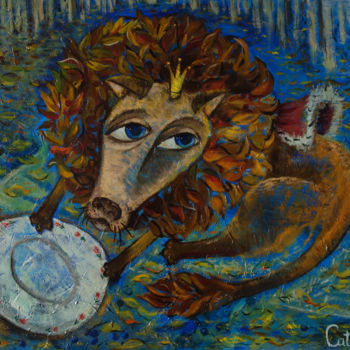 Painting titled "The king is hungry" by Catherine Baush, Original Artwork, Oil