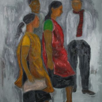 Painting titled "Hello Where are you…" by Ranjit Rongpi, Original Artwork, Oil
