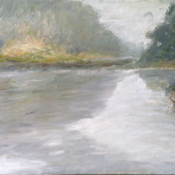 Painting titled "A bend in the River" by Ranjit Rongpi, Original Artwork, Oil