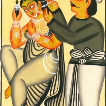 Pittura intitolato "KALIGHAT PATACHITRA7" da Ranjitava Biswas, Opera d'arte originale, Acquarello