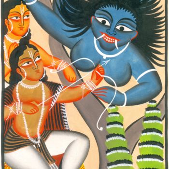 Painting titled "RAMA KILLING TARAKA…" by Ranjitava Biswas, Original Artwork, Watercolor