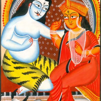 Painting titled "SHIVA AND PARVATI" by Ranjitava Biswas, Original Artwork, Watercolor