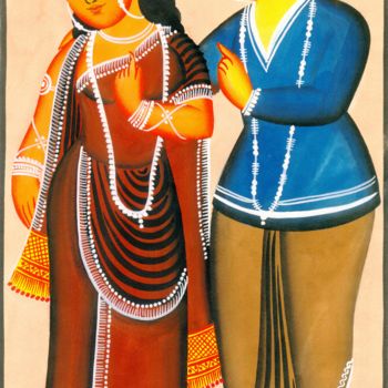 Painting titled "KALIGHAT PATACHITRA…" by Ranjitava Biswas, Original Artwork, Watercolor