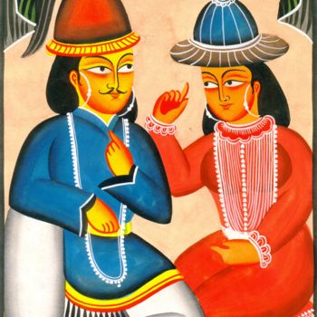 Pittura intitolato "KALIGHAT PATACHITRA…" da Ranjitava Biswas, Opera d'arte originale, Acquarello