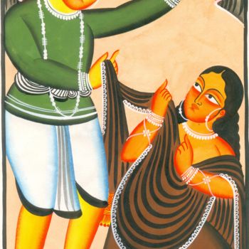 Malarstwo zatytułowany „KALIGHAT PATACHITRA…” autorstwa Ranjitava Biswas, Oryginalna praca, Akwarela