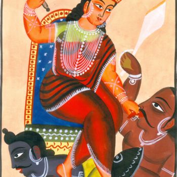 Malarstwo zatytułowany „KALIGHAT PATACHITRA…” autorstwa Ranjitava Biswas, Oryginalna praca, Akwarela