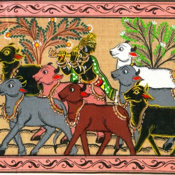 Картина под названием "MURALIDHAR KRISHNA…" - Ranjitava Biswas, Подлинное произведение искусства, Акварель