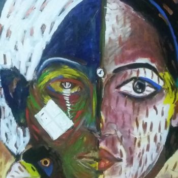 Painting titled "girl coming to medi…" by Kunju Writer, Original Artwork, Acrylic