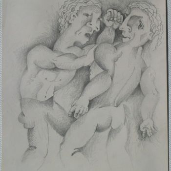 Pittura intitolato "Brother's Brawl" da Ran Webber, Opera d'arte originale, Altro