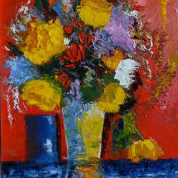 Painting titled "Bouquet de fleurs" by Raoul Ribot, Original Artwork