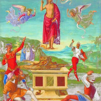 Ζωγραφική με τίτλο "La Résurrection du…" από Raphaël, Αυθεντικά έργα τέχνης, Λάδι