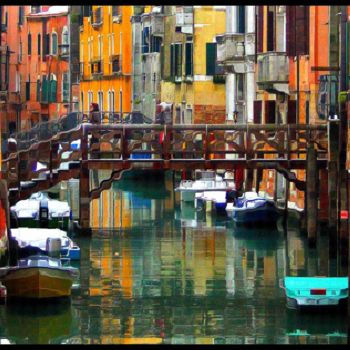 摄影 标题为“Venise au bateau bl…” 由Le Capricieux Photographe, 原创艺术品, 操纵摄影