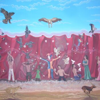 Peinture intitulée "Quand le rideau tom…" par Raphaël Guémard, Œuvre d'art originale, Huile Monté sur Châssis en bois