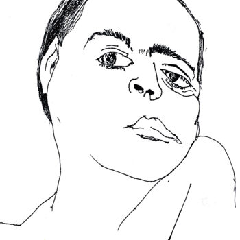 Zeichnungen mit dem Titel "man portrait drawin…" von Raphael Perez, Original-Kunstwerk, Tinte