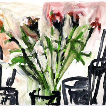 Painting titled "expressive flower p…" by Raphael Perez, Original Artwork, Gouache