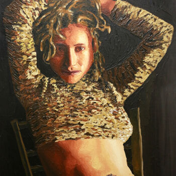 Malerei mit dem Titel "relistic young woma…" von Raphael Perez, Original-Kunstwerk, Acryl