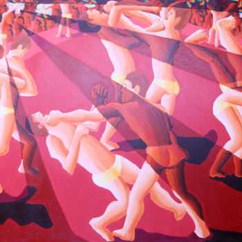 Peinture intitulée "men wrestling paint…" par Raphael Perez, Œuvre d'art originale, Acrylique