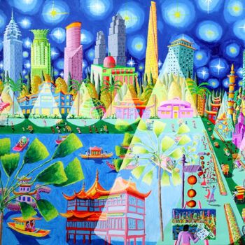 Painting titled "shanghai china  pai…" by Raphael Perez, Original Artwork, Acrylic