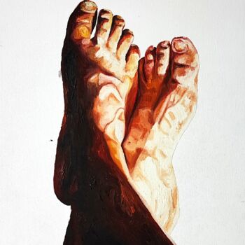 Schilderij getiteld "my legs oil on canv…" door Raphael Perez, Origineel Kunstwerk, Olie