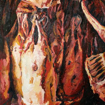 Schilderij getiteld "meat  after chaim s…" door Raphael Perez, Origineel Kunstwerk, Olie