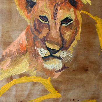 Ζωγραφική με τίτλο "lioness painting ar…" από Raphael Perez, Αυθεντικά έργα τέχνης, Ακρυλικό