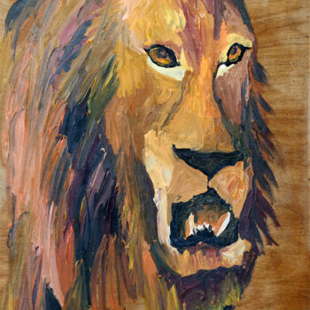 Malarstwo zatytułowany „lion painting artwo…” autorstwa Raphael Perez, Oryginalna praca, Akryl