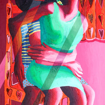 Картина под названием "man woman arts cont…" - Raphael Perez, Подлинное произведение искусства, Акрил