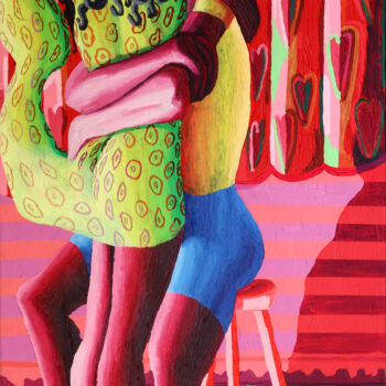 Schilderij getiteld "male female hugging…" door Raphael Perez, Origineel Kunstwerk, Acryl