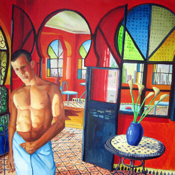 Painting titled "male nude painting…" by Raphael Perez, Original Artwork, Acrylic