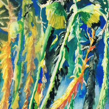 Peinture intitulée "watercolor sunflowe…" par Raphael Perez, Œuvre d'art originale, Aquarelle