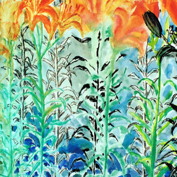 Pintura intitulada "lili watercolors pa…" por Raphael Perez, Obras de arte originais, Acrílico